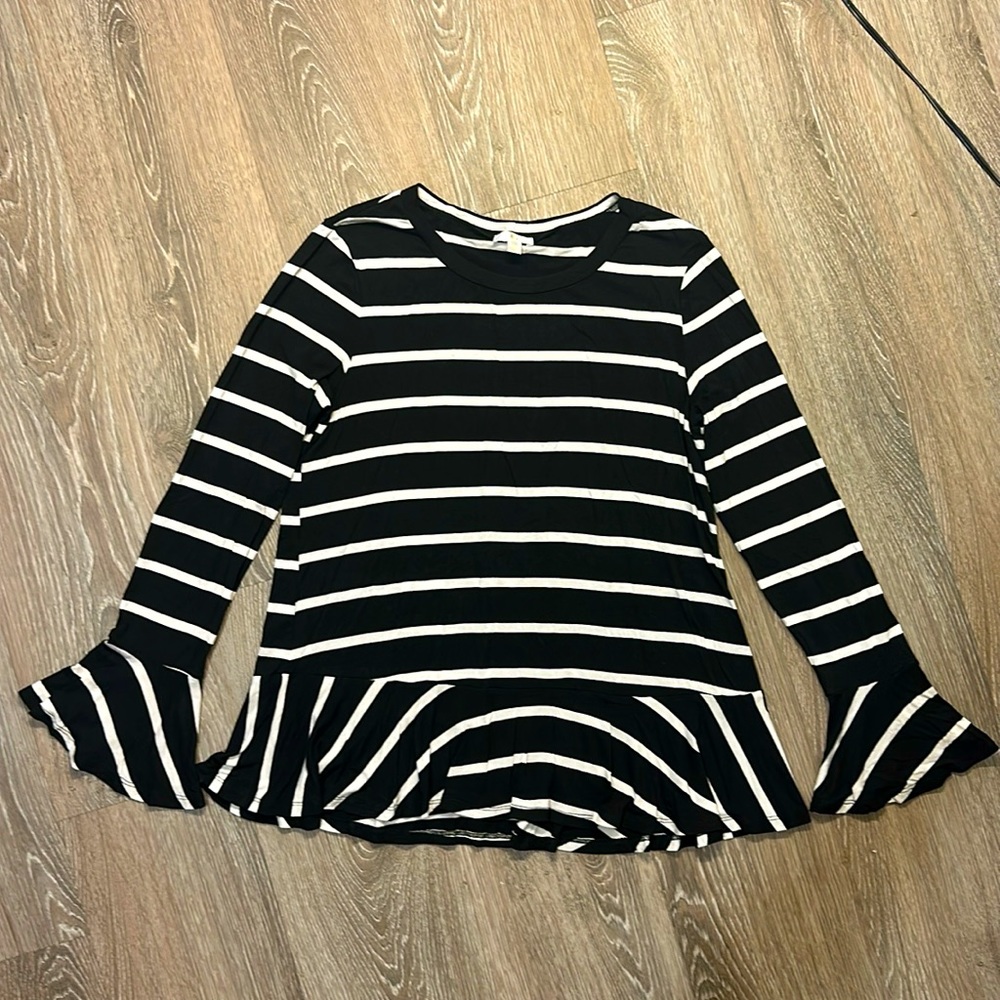 Charming Charlie’s black and white striped long sleeve shirt.
